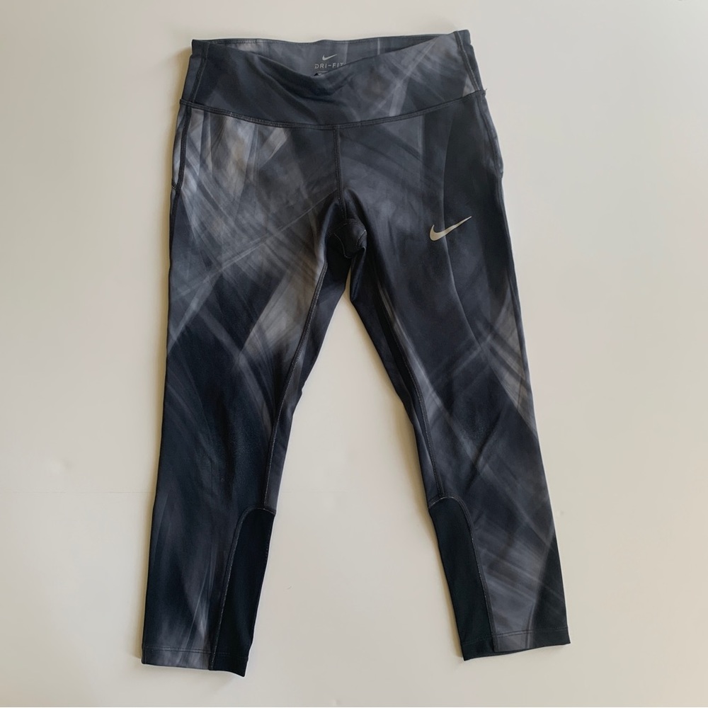 Nike Dri-FIT Training Leggings | Black Gray Abstract | Size S | EUC